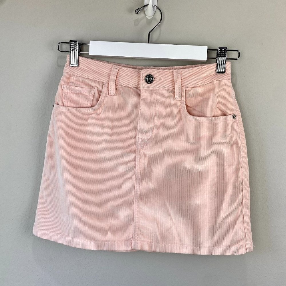 Current Elliott The 5 Pocket Mini Skirt Pink Corduroy 25